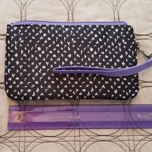 Thirty one black, white, purple wristlet